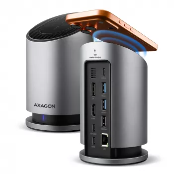 AXAGON HMC-WL9 USB-C 9‑σε‑1 Docking-Hub με 10 Gbit/s, 100W PD, 8K HDMI, Ethernet, ασύρματη φόρτιση