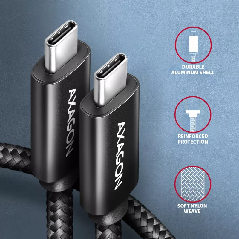 Καλώδιο USB-C σε USB-C AXAGON BUCM4X-CM05AB — USB4 Gen 3x2, 40 Gbit/s, 240 W, 0,5 m, μαύρο
