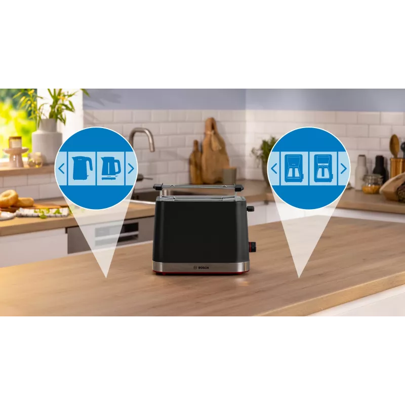Bosch TAT4M223 τοστιέρα 4 2 φέτες 950 W μαύρο, ανοξείδωτο ατσάλι