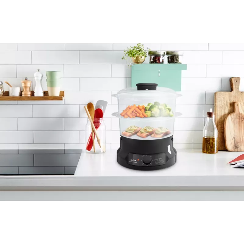 Tefal Minicompact VC139810 Ατμομάγειρας 2 καλάθια Ελεύθερος 800 W Μαύρο