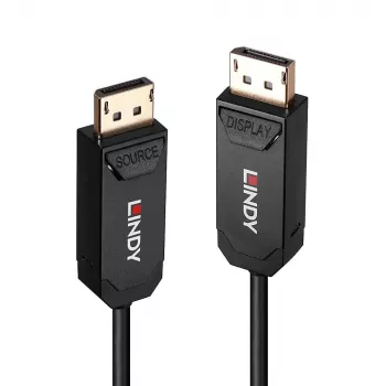 Καλώδιο Lindy 10m Fibre Optic Hybrid DP 2.0 UHBR10, 10 m, DisplayPort, DisplayPort, αρσενικό, αρσενικό, 7680 x 4320 pixel