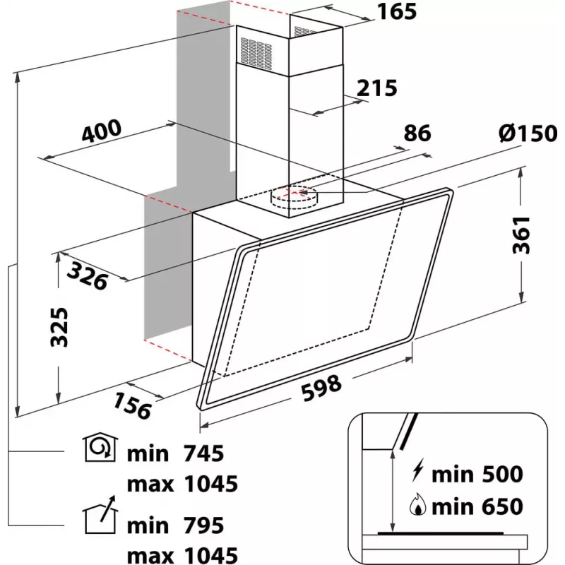 Whirlpool AKR 62F LT K Επιτοίχια Μαύρο 650 m³/h