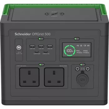 APC SE OffGrid Φορητός σταθμός ενέργειας 500 – Μπαταρία Li-Ion, LCD, 2x UK πρίζες, 3x USB-A, 2x USB-C, 3x 12V, ασύρματος φορτιστής
