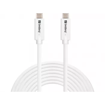 Sandberg USB-C>C USB 3.2 Gen2 100W, 5m, 5 m, USB C, USB C, USB 3.2 Gen 2 (3.1 Gen 2), 10 Gbit/s, λευκό
