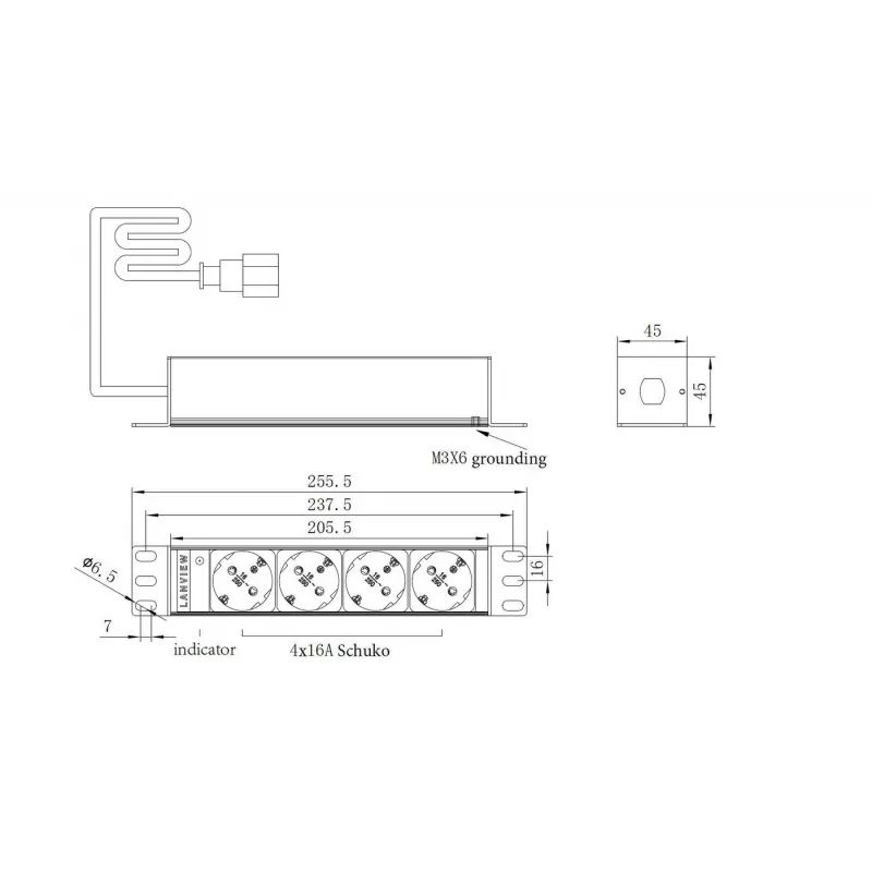 Rack-PDU Lanview LVR-2MSCH-SCH-C13-4 – Μονάδα διανομής ισχύος Lanview Μοντέλο LVR-2MSCH-SCH-C13-4