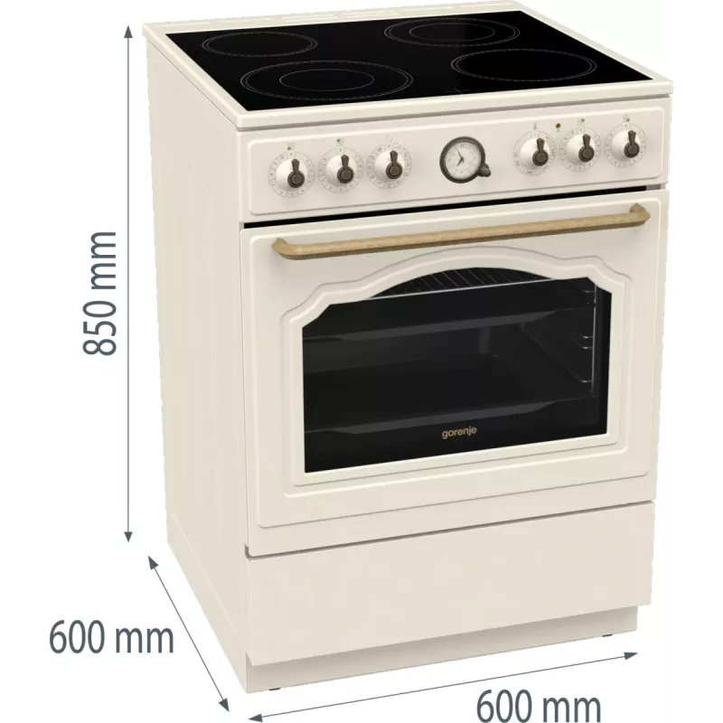 Gorenje GECS6B70CLI ελεύθερη κουζίνα με κεραμική εστία μπεζ
