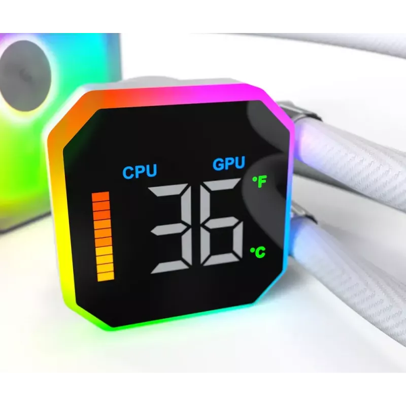 Montech HyperFlow Digital 240 υδρόψυξη επεξεργαστή all-in-one 12 cm λευκό 1 τεμ.