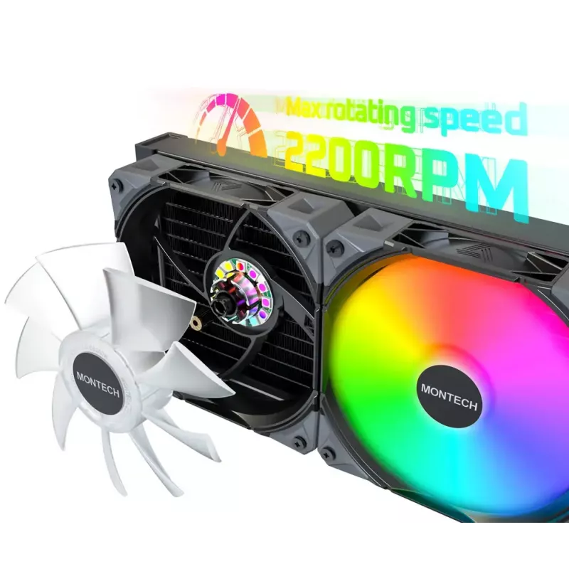 Montech HyperFlow Digital 240 υδρόψυξη επεξεργαστή all-in-one 12 cm λευκό 1 τεμ.