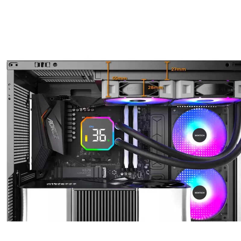 Montech HyperFlow Digital 240 υδρόψυξη επεξεργαστή all-in-one 12 cm λευκό 1 τεμ.