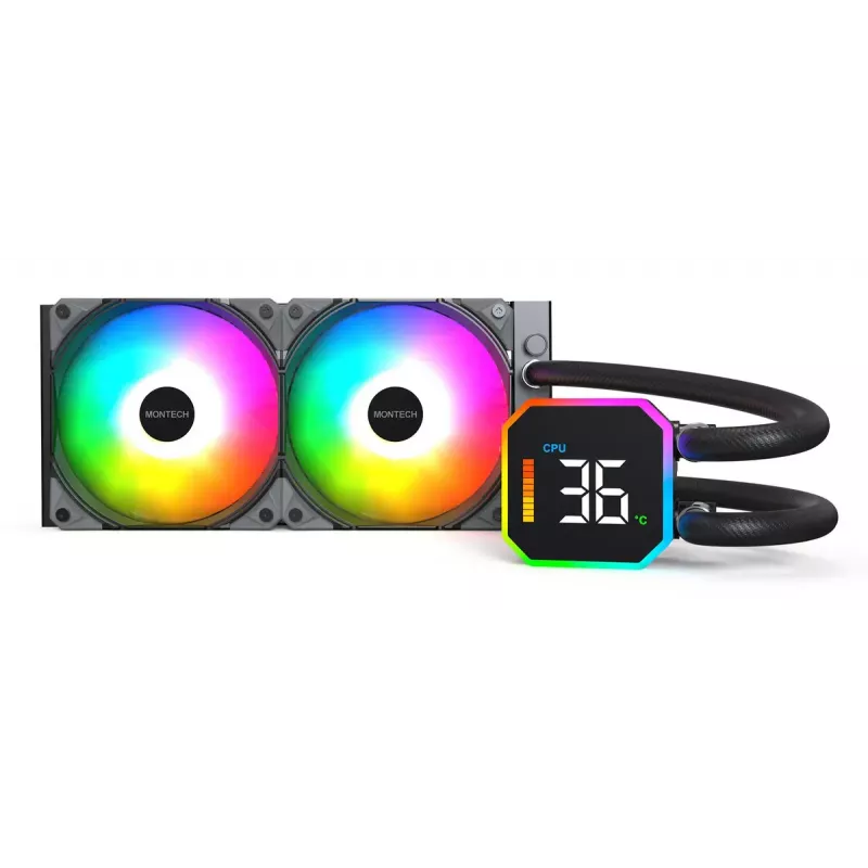 Montech HyperFlow Digital 240 υδρόψυξη επεξεργαστή all-in-one 12 cm μαύρο 1 τεμ.