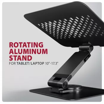 Βάση laptop AXAGON STND-LRB — Αλουμίνιο, περιστροφή 360°, για 10 inch–17,3 inch, ρυθμιζόμενο ύψος έως 26 cm, κλίση 0–180°, μαύρη