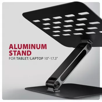 Βάση laptop & tablet AXAGON STND-LQB για 10 inch–17,3 inch, αλουμίνιο, μαύρη, ρυθμιζόμενο ύψος 0–20,5 cm και κλίση 0–180°