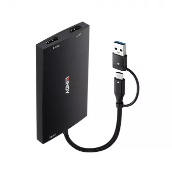 Lindy 43430 Καλώδιο βίντεο-αντάπτορας 0,11 m USB Type-C 2 x HDMI Μαύρο