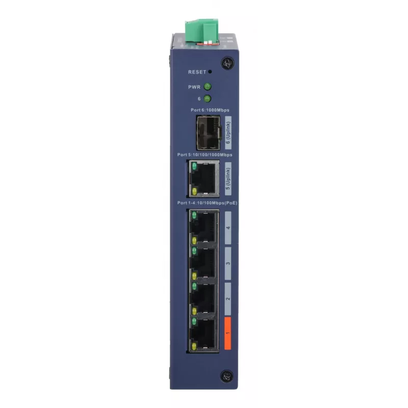 Managed Hardened Switch DAHUA CHS4106-4ET-60 — 6 θύρες, 4x PoE 10/100, L2, 4,8 Gbit/s, 8000 MAC