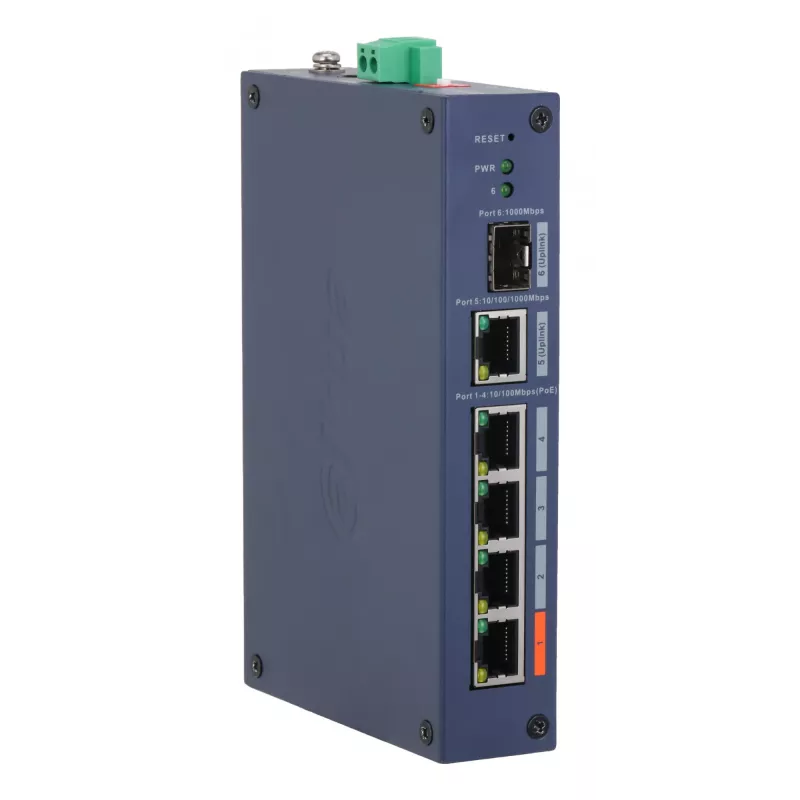 Managed Hardened Switch DAHUA CHS4106-4ET-60 — 6 θύρες, 4x PoE 10/100, L2, 4,8 Gbit/s, 8000 MAC