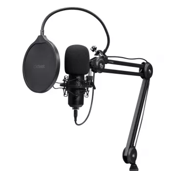 Μικρόφωνο podcast TRUST GXT 270 Emita II+ — πυκνωτικό USB, ενσύρματο, μεταλλικό περίβλημα, μαύρο, καλώδιο 2,5 m