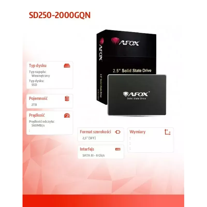 Μονάδα SSD AFOX 2 TB 2,5 ίντσες SATA SD250-2000GQN
