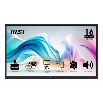 MSI PRO MP165 E6 Φορητή τηλεόραση/οθόνη Φορητή οθόνη Μαύρο 39,6 cm (15,6 ίντσες) LED 1920 x 1080 Pixel