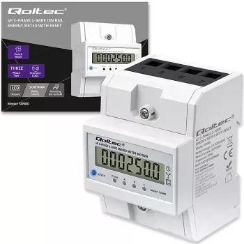 Τριφασικός μετρητής QOLTEC 50980 — 400 V, 100 A με επαναφορά