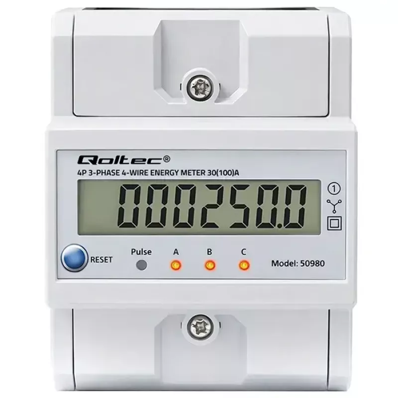Τριφασικός μετρητής QOLTEC 50980 — 400 V, 100 A με επαναφορά