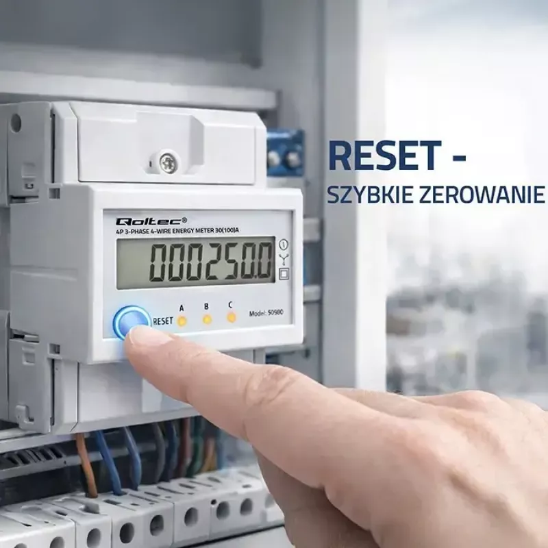 Τριφασικός μετρητής QOLTEC 50980 — 400 V, 100 A με επαναφορά