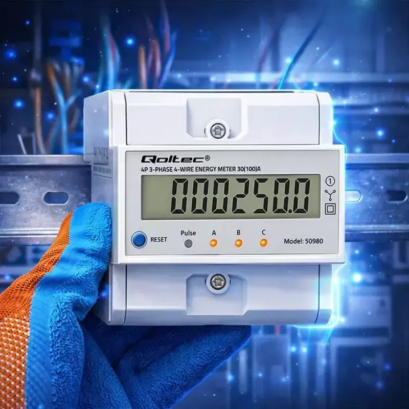 Τριφασικός μετρητής QOLTEC 50980 — 400 V, 100 A με επαναφορά