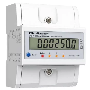Τριφασικός μετρητής QOLTEC 50980 — 400 V, 100 A με επαναφορά
