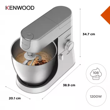 Μπλέντερ βάσης Kenwood Chef XL KVL4110S – 1200 W, μπολ ανοξείδωτου χάλυβα 6,7 L, πλανητικός αναδευτήρας, μπλέντερ, ασημί