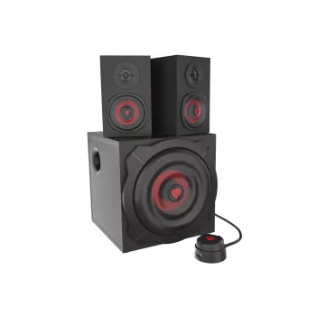 Σετ ηχείων GENESIS Helium 610BT 2.1, 60 W RMS, Bluetooth, ενσύρματο, κόκκινο/μαύρο, συμπαγές subwoofer