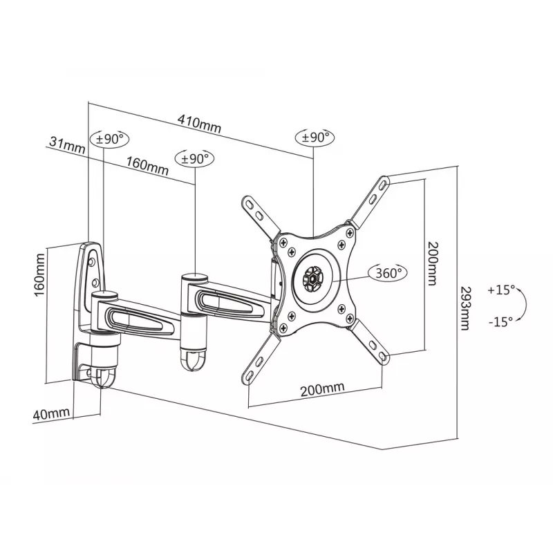 Βραχίονας βάσης Multibrackets M VESA Flexarm 360 III Μαύρο 75 100 200