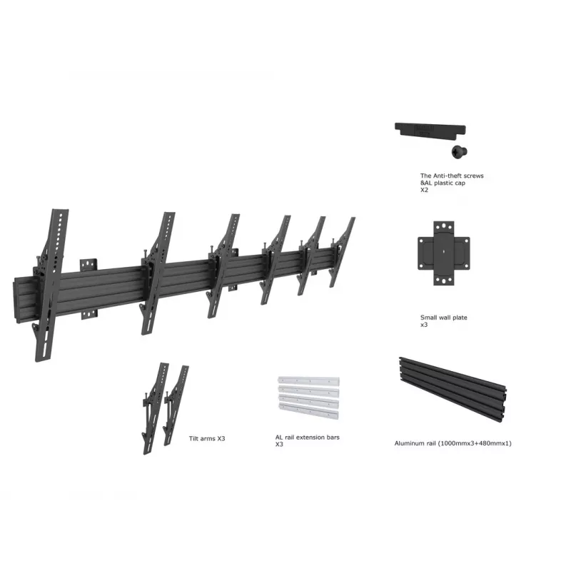 Επιτοίχια βάση Multibrackets M Wallmount Pro MBW3U Tilt Μαύρη