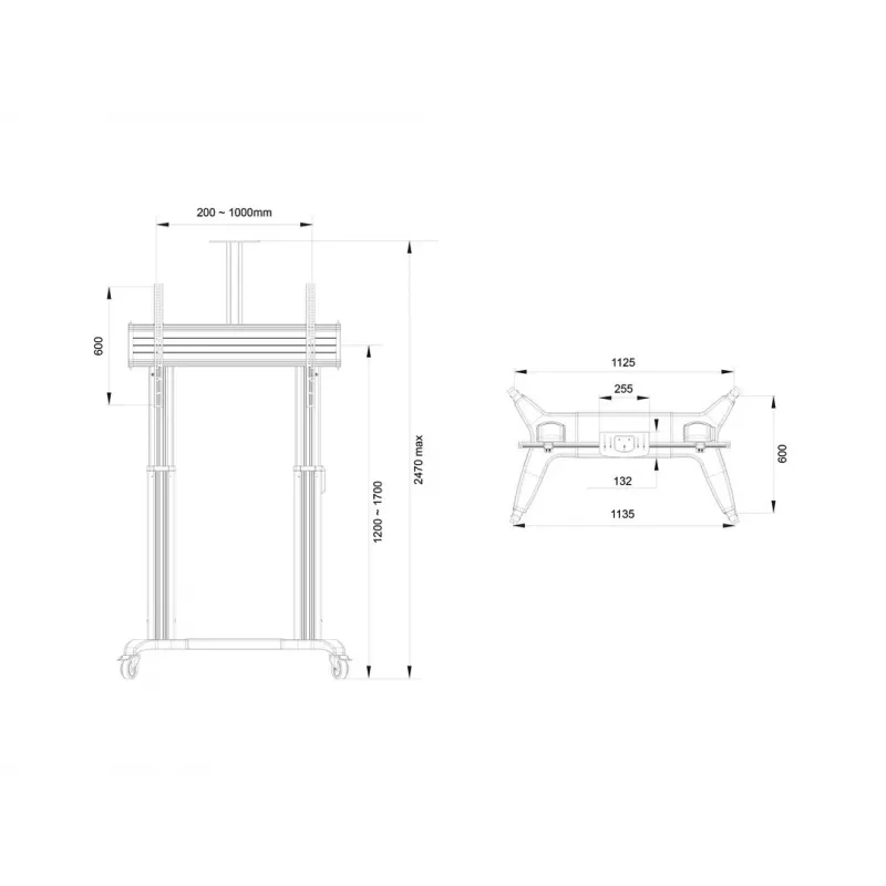 Multibrackets M Μοτοριζόμενη δημόσια βάση δαπέδου Διπλή κολόνα 180 HD