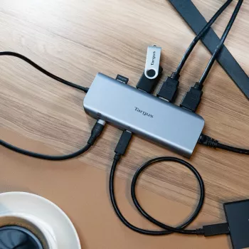 Targus Dual Video Mobile Dock με 140W EPR Pass-Thru, Ενσύρματο, USB 3.2 Gen 2 (3.1 Gen 2) Type-C, 140 W, 1000 Mbit/s, Γκρι, 10 Gbit/s