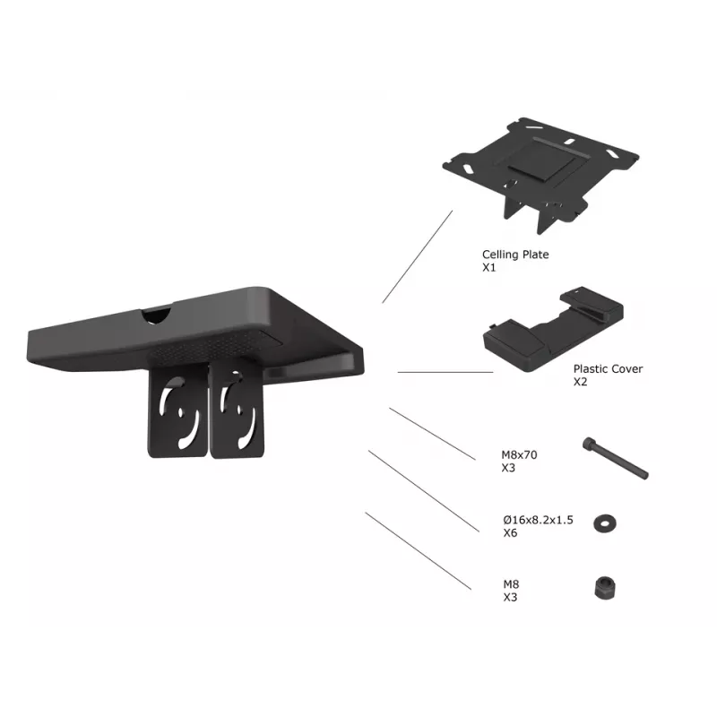 Πλάκα οροφής Multibrackets M Pro Series μαύρο πλαστικό χάλυβας 165 mm