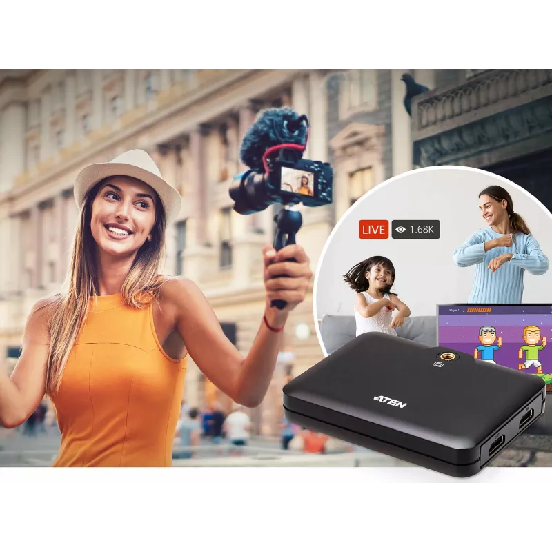 ATEN CAMLIVE™+(HDMI σε USB-C UVC εγγραφή βίντεο με PD3.0 Power Pass-Through)