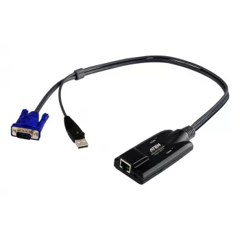 ATEN USB - VGA σε Cat5e/6 καλώδιο προσαρμογέα KVM (CPU-Modul), USB, USB, VGA, Μαύρο, Μπλε, Μεταλλικό, RJ-45, 1 x RJ-45