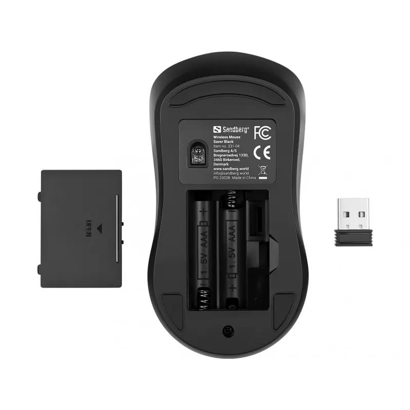 Sandberg Ασύρματο ποντίκι Saver Μαύρο, Αμφίχειρο, RF Wireless, 1600 DPI, Μαύρο