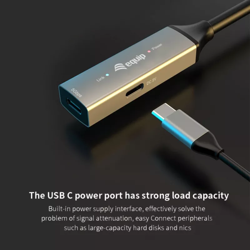 USB-C σε USB-C ενεργό καλώδιο επέκτασης EQUIP 10 m, USB 3.2 Gen 1 (5 Gbit/s), μαύρο
