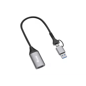 Αντάπτορας USB σε HDMI EQUIP 133498 (βύσματα USB-C και USB-A σε HDMI, 1080p, θήκη αλουμινίου, γκρι)