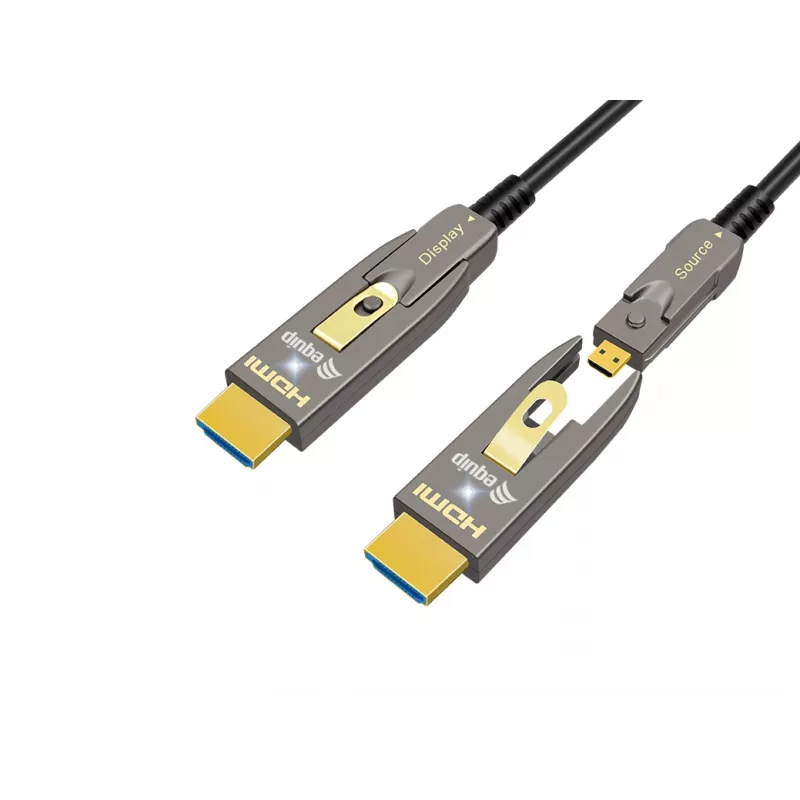 EQUIP HDMI 2.1 Ενεργό Οπτικό Καλώδιο 10 m – Αποσπώμενα Type-D (Micro) + Type-A, 48 Gbit/s, 8K/60Hz