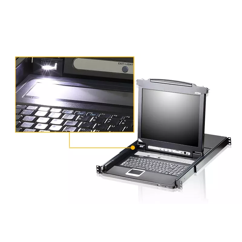ATEN Διακόπτης KVM LCD 8 θυρών 19 ιντσών (USB - PS/2 VGA) με θύρα περιφερειακών USB