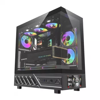 Κουτί υπολογιστή DarkFlash DS950V με μπροστινή οθόνη (μαύρο) και 6 προεγκατεστημένους ανεμιστήρες