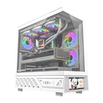 Κουτί υπολογιστή DarkFlash DS950V με ενσωματωμένη οθόνη, λευκό, με 6 ανεμιστήρες