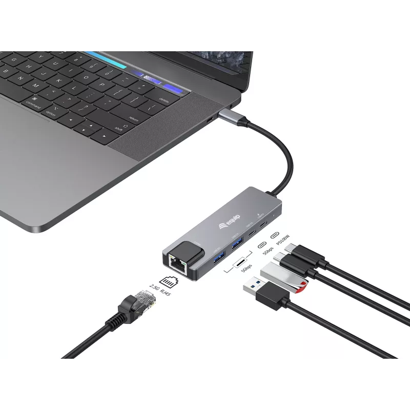 Equip 5-in-1 Πολυπροσαρμογέας, 2,5GbE, USB-A x 2, USB-C x 1, USB-C, 100W USB PD