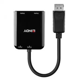 Lindy DisplayPort σε 2 θύρες HDMI MST Hub, DisplayPort, 2 x HDMI, βύσμα αρσενικό, υποδοχή θηλυκή, ευθύ, ευθύ