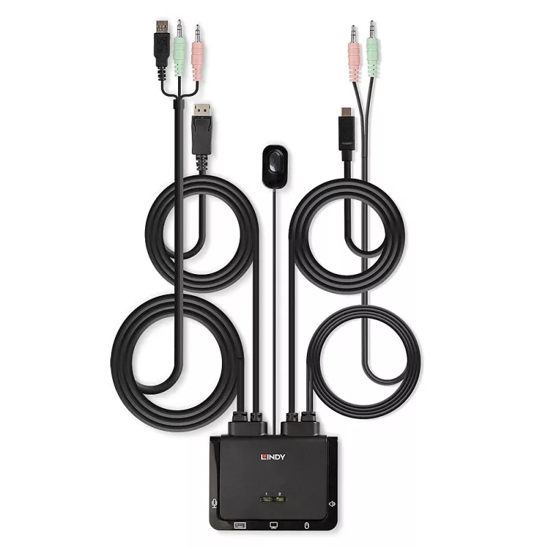 Lindy 2-Port DisplayPort 1.2, USB Type C, USB 2.0 και Audio διακόπτης KVM