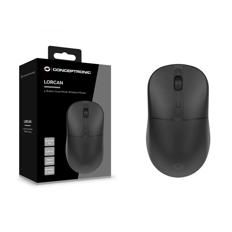 Conceptronic LORCAN04B ποντίκι 4 κουμπιών Dual-Mode Wireless, Bluetooth 5.2, 2,4 GHz