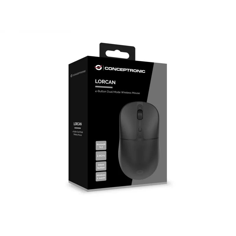 Conceptronic LORCAN04B ποντίκι 4 κουμπιών Dual-Mode Wireless, Bluetooth 5.2, 2,4 GHz