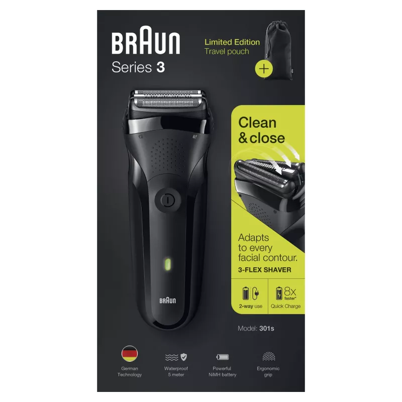 Braun Series 3 301s ξυριστική μηχανή με λεπίδα trimmer μαύρο