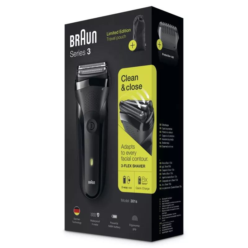 Braun Series 3 301s ξυριστική μηχανή με λεπίδα trimmer μαύρο